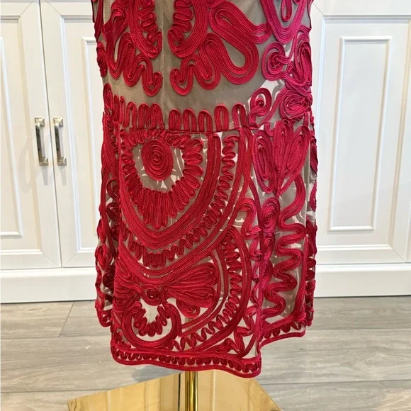 JS Collections Red Sequin Embellished Sheath Midi Dress - Picture 6 of 15